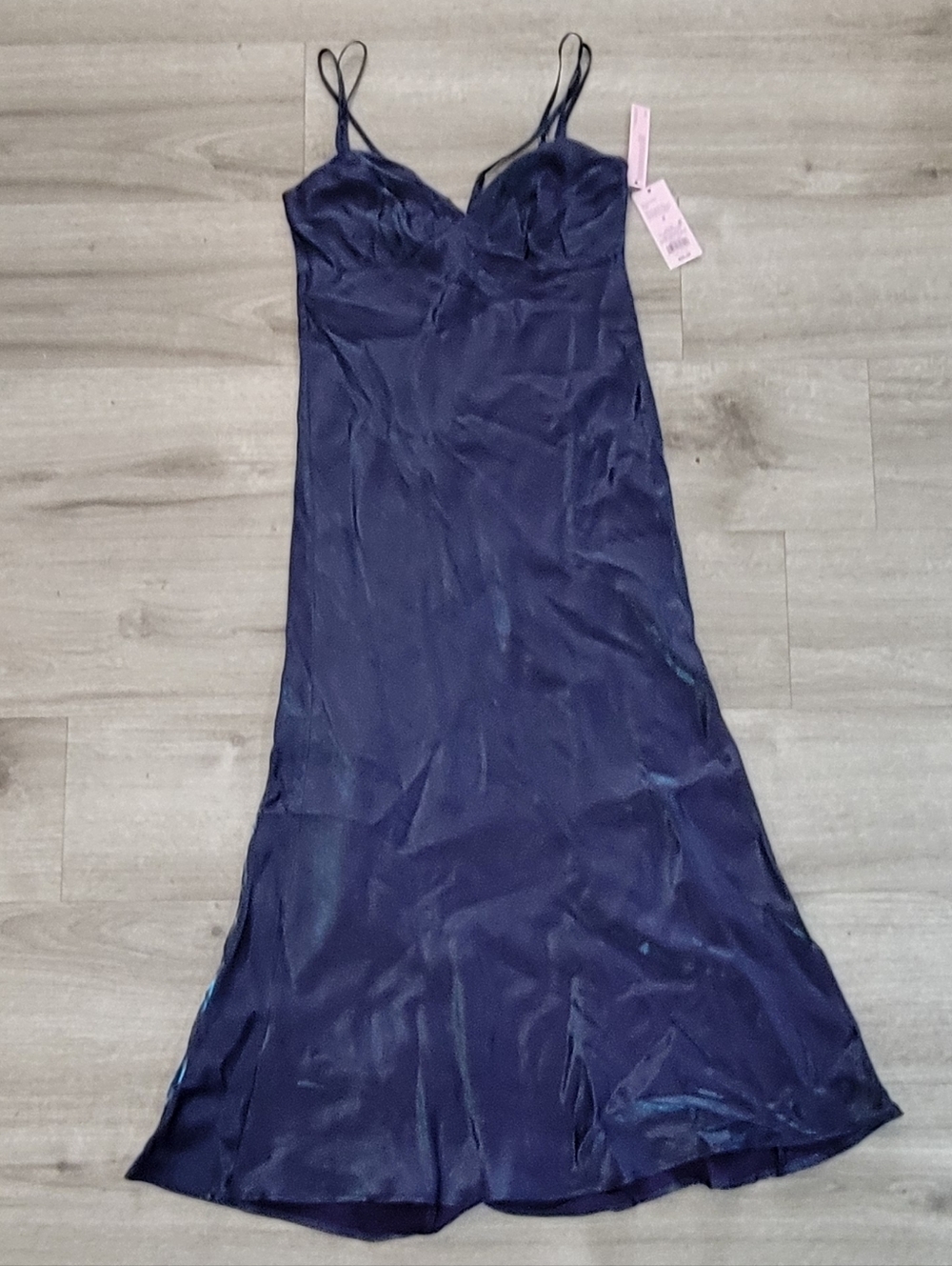 wild fable Navy Satin Strapless Slip Dress with Spaghetti Straps